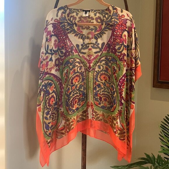 NWOT Silk Talbots Caftan Top - Picture 1 of 8